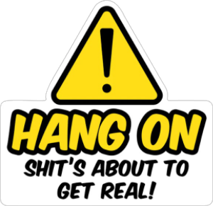 hang on shits about to get real vinyl sticker