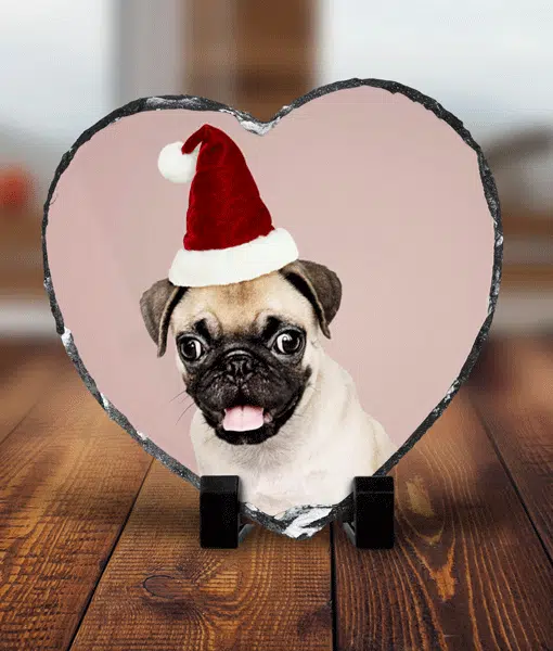 Heart shaped photo Slate 15cm