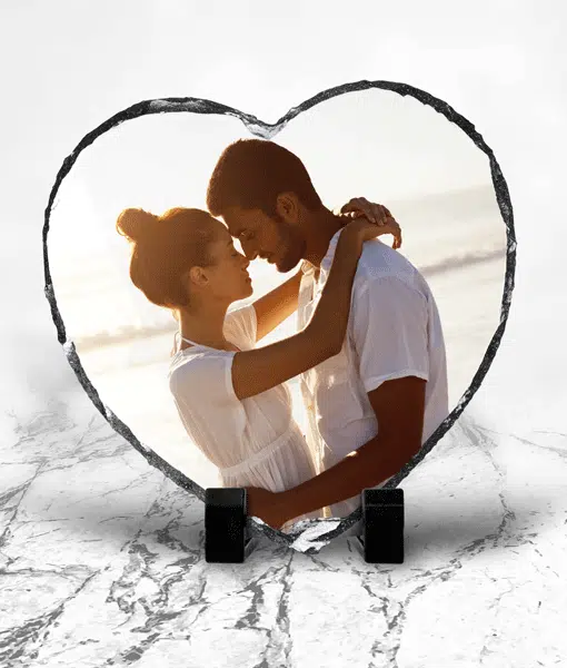 Heart shaped photo Slate 15cm