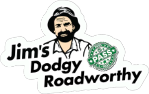 jims dodgy roadworthy vinyl sticker