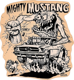 mighty mustang printed sticker
