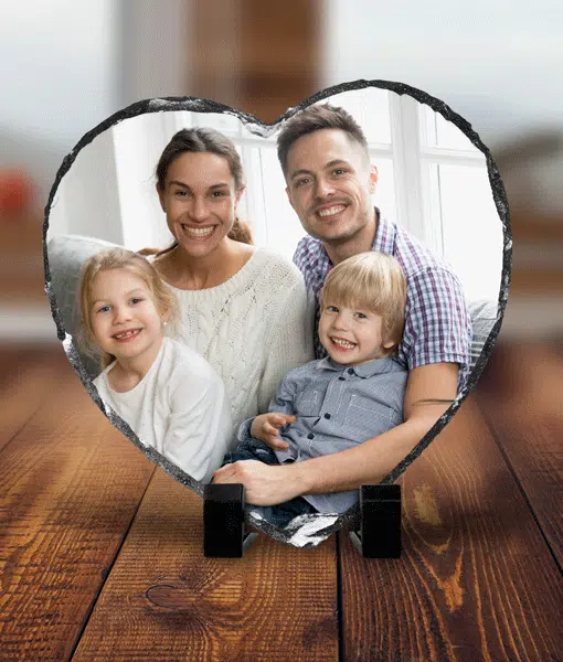 Heart shaped photo Slate 15cm