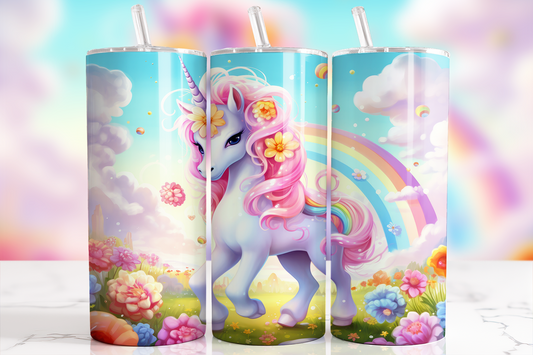 Cute Unicorn 20oz skinny tumbler