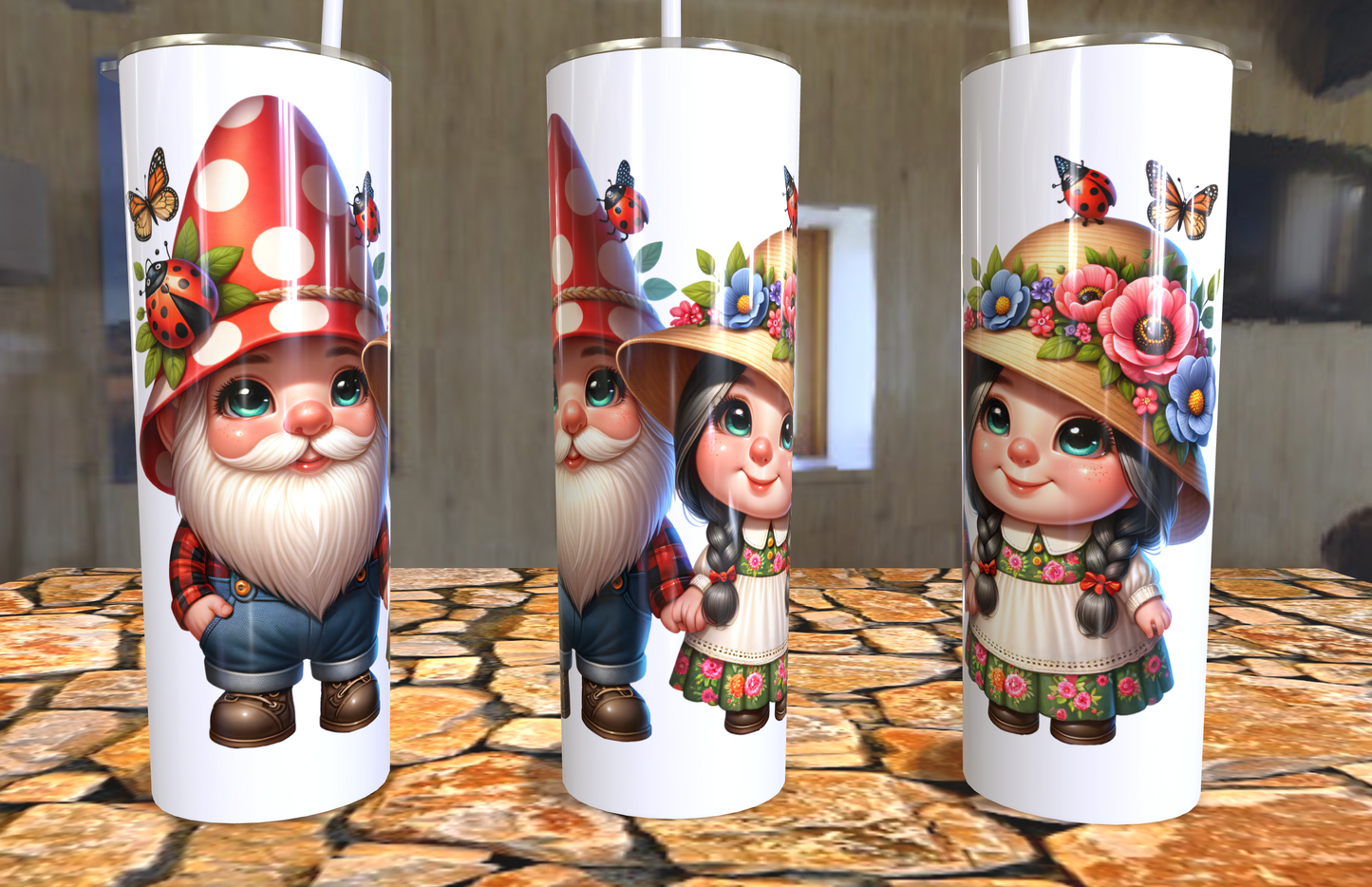 Ma and Pa farm gnome design 20oz skinny tumbler