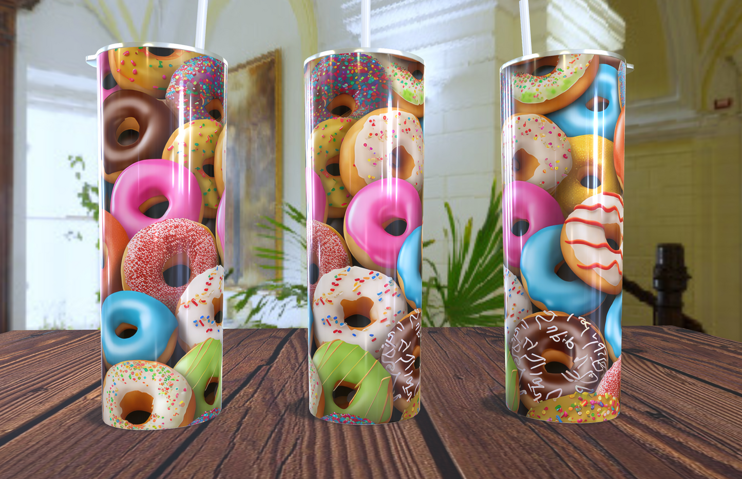 Donut design 20oz skinny tumbler
