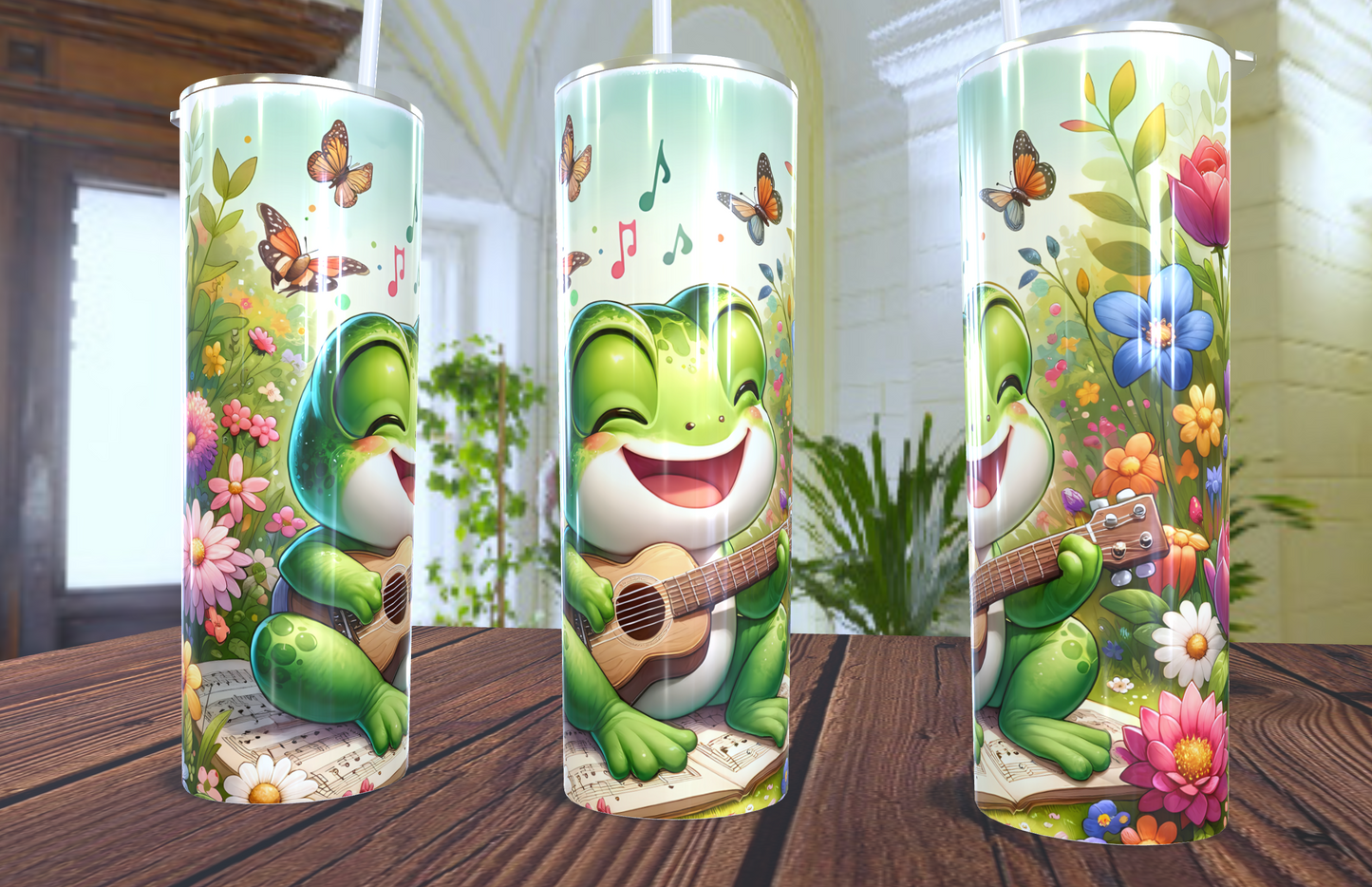 Cute frog design 20oz skinny tumbler