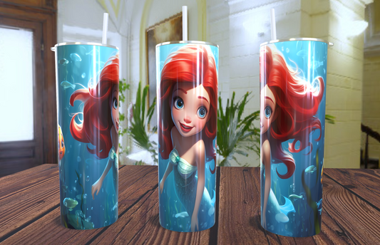 Mermaid design 20oz skinny tumbler
