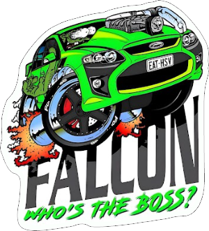 Falcon whos the boss retro design printed sticker