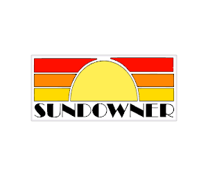 Sundowner retro design printed sticker in orange